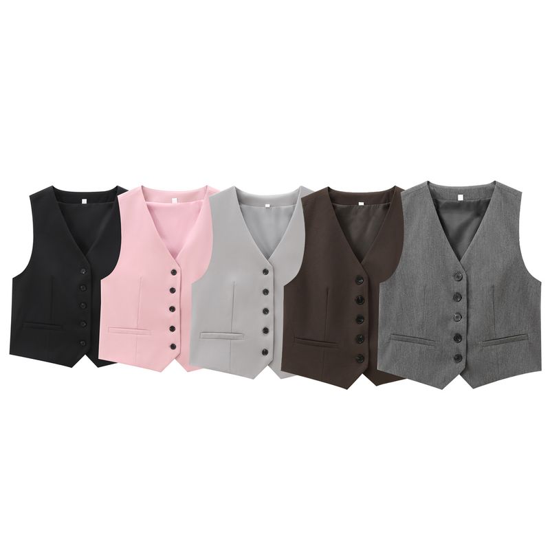 Ropa de mujer Otoño e invierno Nueva moda Trajes casuales Chaleco ajustado con cuello en V sin mangas Chaleco versátil Doble pliegue Cintura alta Pantalones anchos_voghion.com