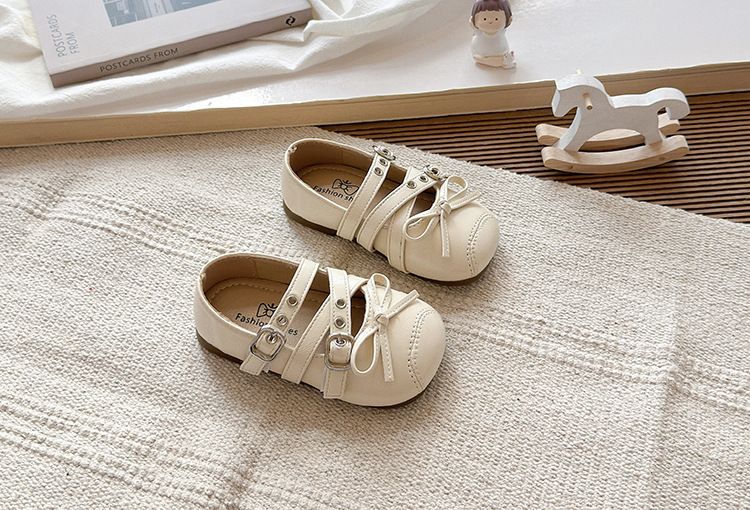 Scarpe da ballo francesi da bambina, stile Mary Jane, in pelle, con fiocco, autunno 2025, nuove e argentate_voghion.com