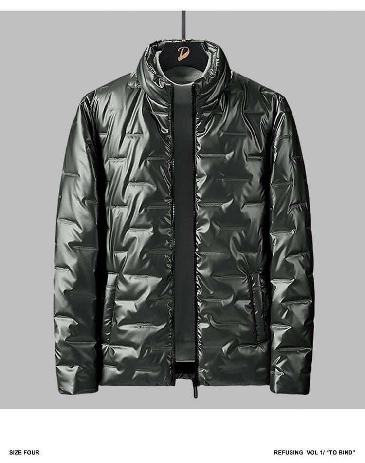 PU leather winter new shiny fashionable embossed men's windproof and warm cotton jacket men_voghion.com