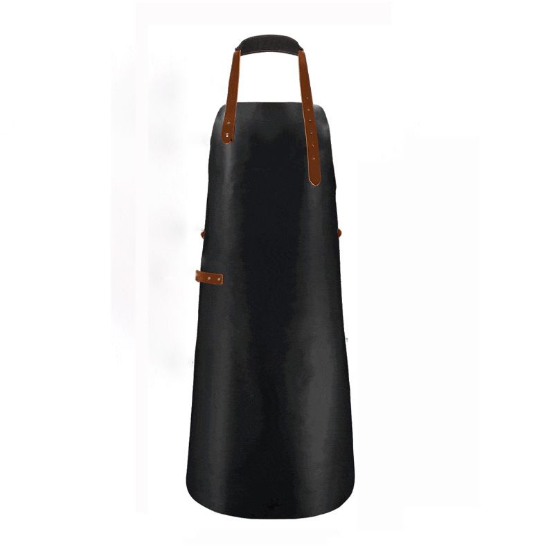 Cross-Border PU Neck Hanging Waterproof Oil-Proof European And American High-End Leather Workwear Apron_voghion.com