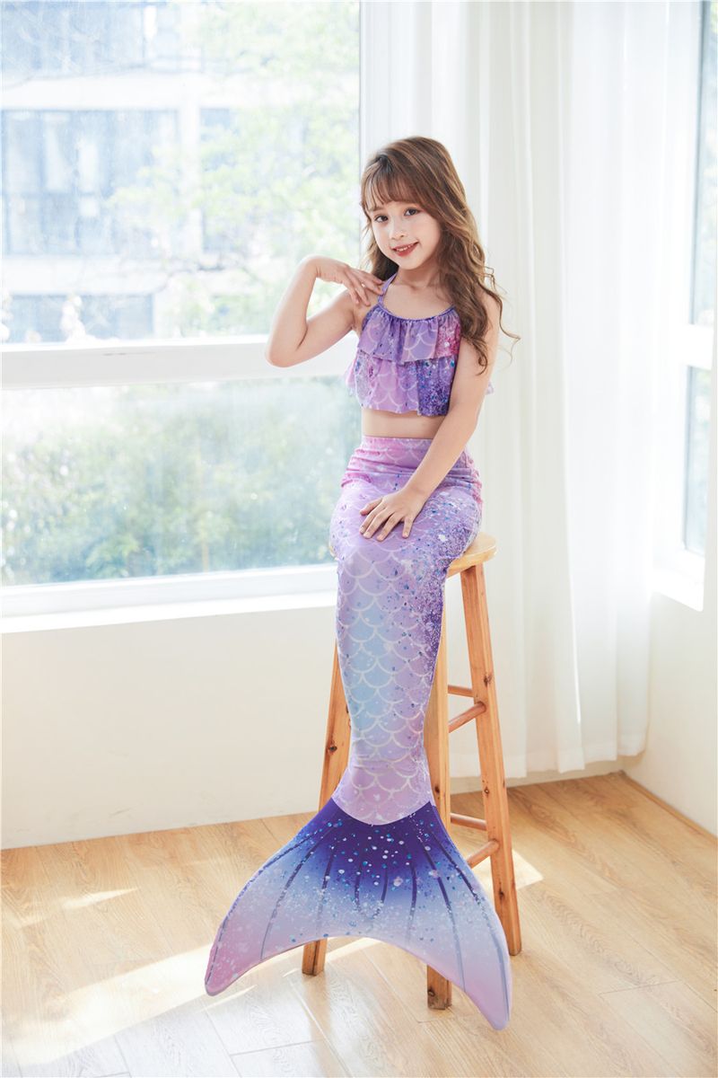 Vêtements de bébéEnfants sirène maillot de bain performance maillot de bain trois pièces queue de poisson grandes et petites filles princesse jupe bikini costume_voghion.com