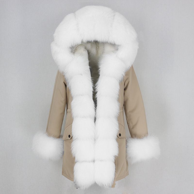 Women's Clothing hot sale winter parka for women with detachable fox fur collar lining fashionable warm ladies mid length coat_voghion.com