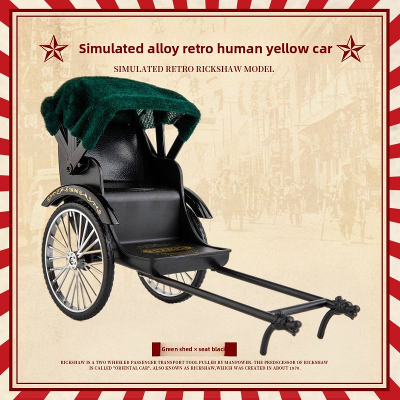 Rickshaw Modell Legering Gammel Shanghai Tralle Gammeldags Retro Ornament Skrivebord Nostalgisk dekorasjonsgave_voghion.com