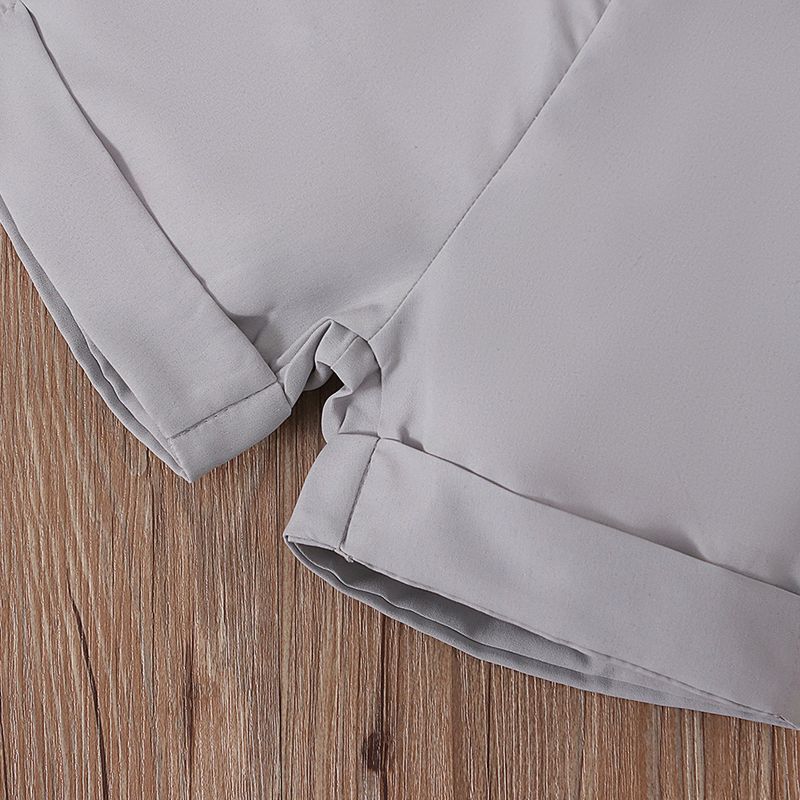 Mother & Kids Boys summer gentleman suit short-sleeved shirt bow tie collar + suspender shorts + hat three-piece children's clothing ins_voghion.com