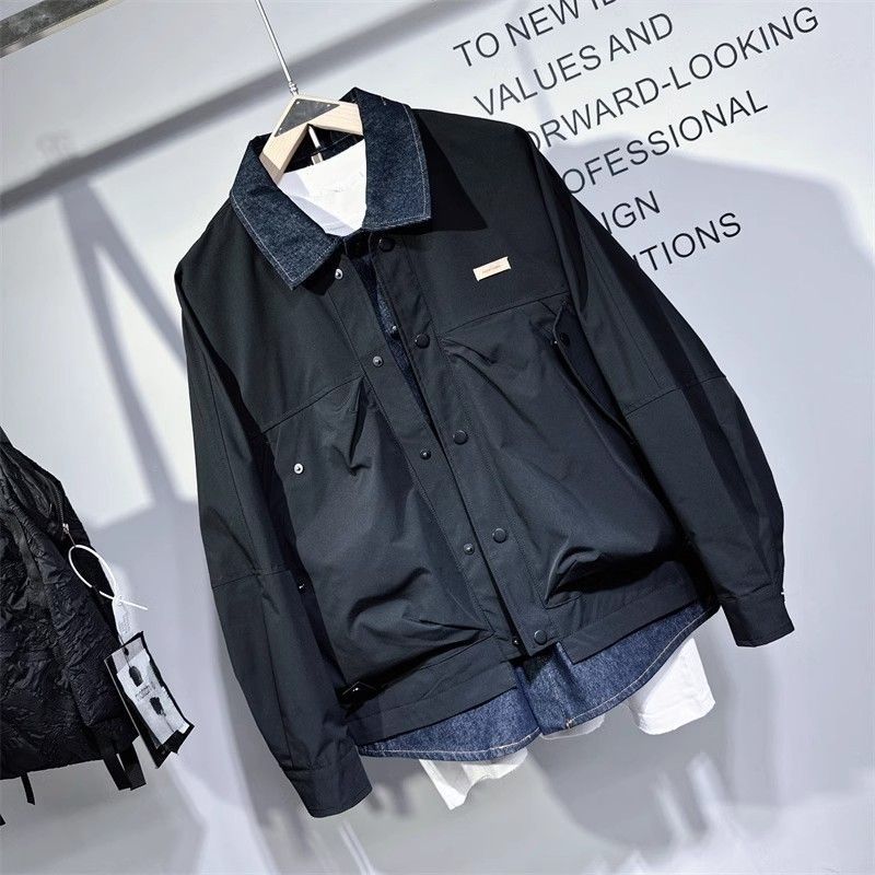 Veste nouvelle conception pour hommes au printemps et en automne, col ample, tenue de début d'automne, veste, haut fin_voghion.com