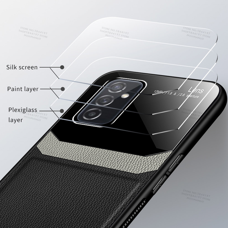 Cover per telefono in vetro a specchio in pelle per Samsung Galaxy A13 5G Custodia posteriore per telefono antiurto in PU per Samsung_voghion.com