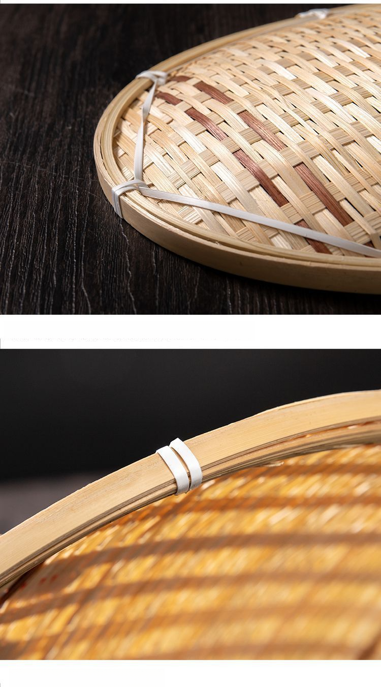 Vassoio portafrutta intrecciato fatto a mano, contenitore per snack, stile rustico, creativo, rotondo, in bambù, paletta_voghion.com