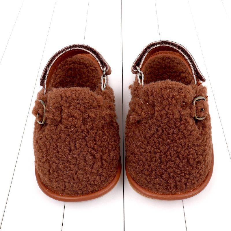 Autumn and winter new lamb wool walking 0-12 months Velcro baby hairy shoes BNB3132_voghion.com