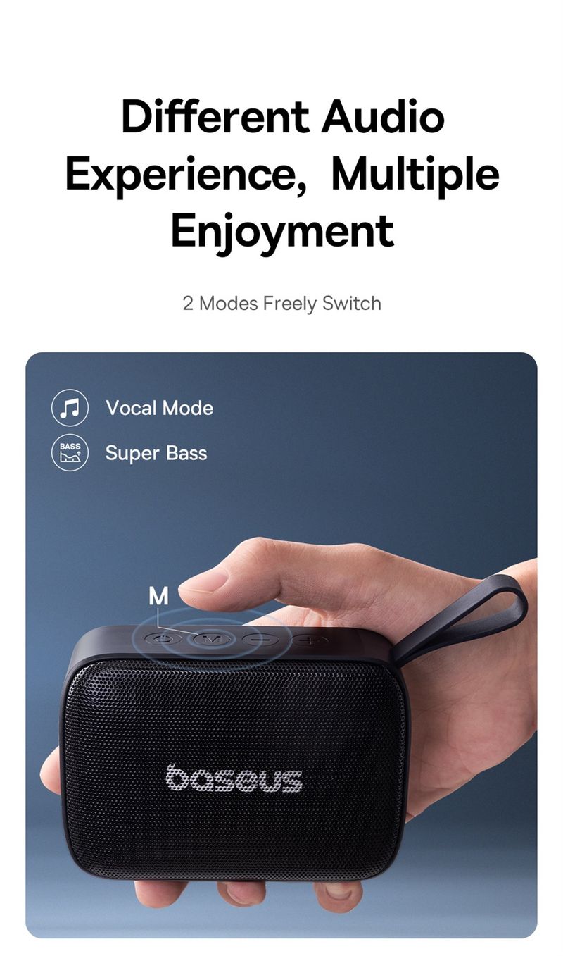 Baseus AeQur 30 Mini Bärbara Bluetooth Högtalare Basdrivrutiner IPX6 Vattentät 12 Timmars Batteritid Bluetooth 5.3 Camping_voghion.com