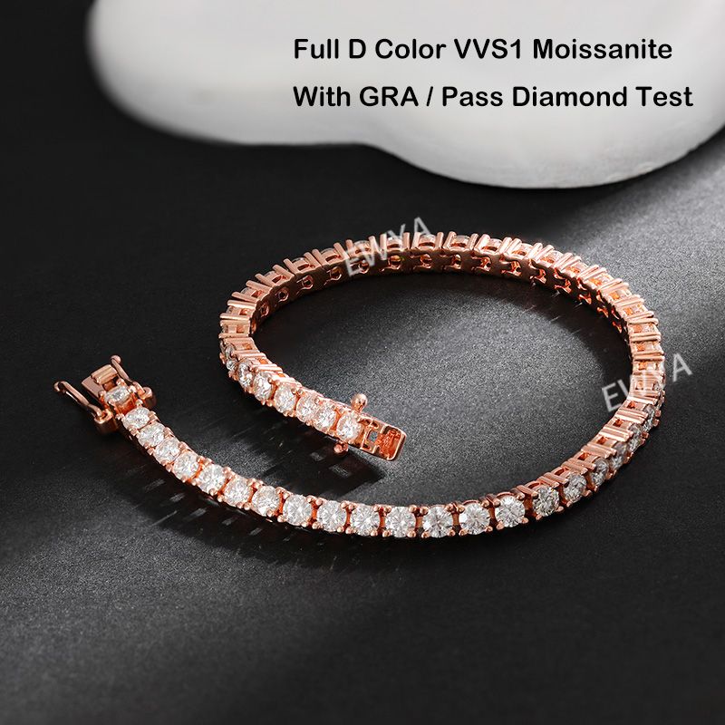 Echtes 2,5/3/4/5/6,5 MM Voll-Moissanit-Tennisarmband für Damen und Herren, S925 versilbert, 18 K Gelbgold, Diamantarmbänder_voghion.com