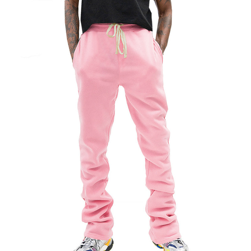 Flared Drawstring Long American Style Solid Color Slim Fit Men's Casual Pants Trendy_voghion.com