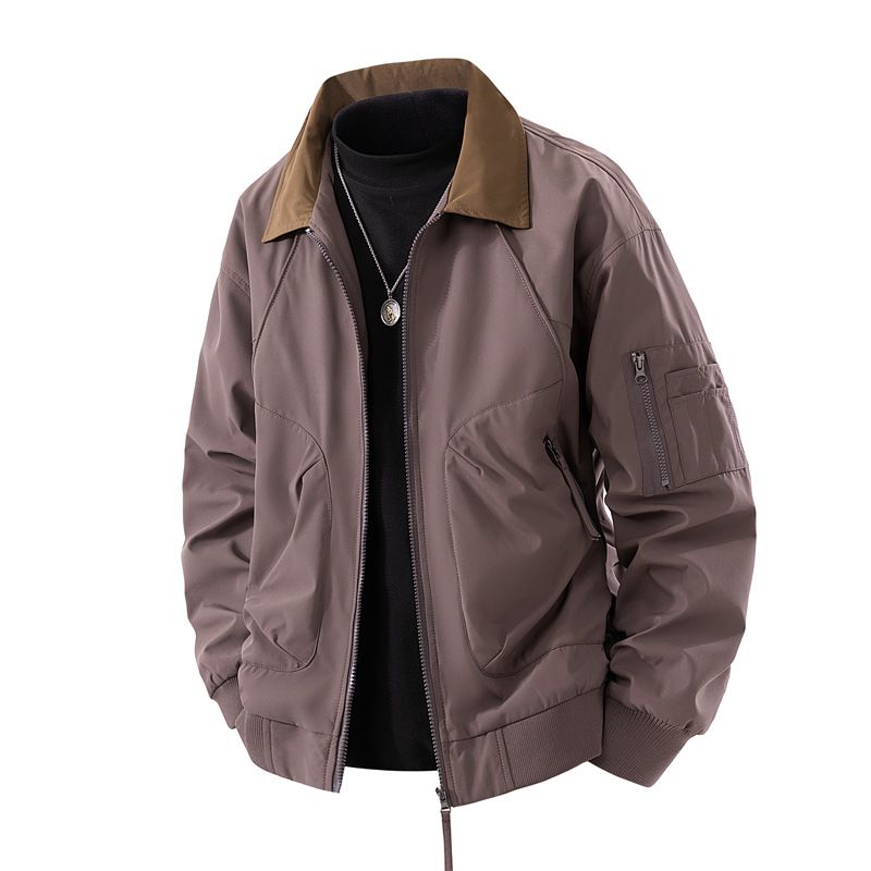 Herbst Neue schwere Harrington Cleanfit Cord-Stoff-Patchworkjacke für Männer, schnelltrocknend und wasserabweisend_voghion.com