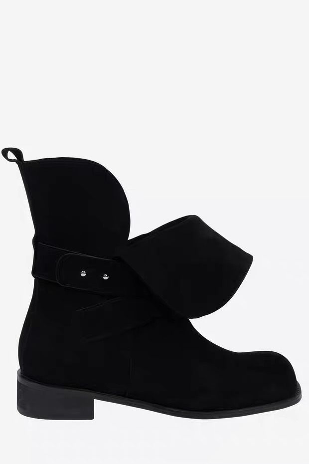 Schaffell-Version des Zwei-Wege-Falt-Western-Cowboys für Damen, 2025 Herbst und Winter Neue dicke Ferse Mitte der Wade, Martin Farbe Modische Hundert_voghion.com