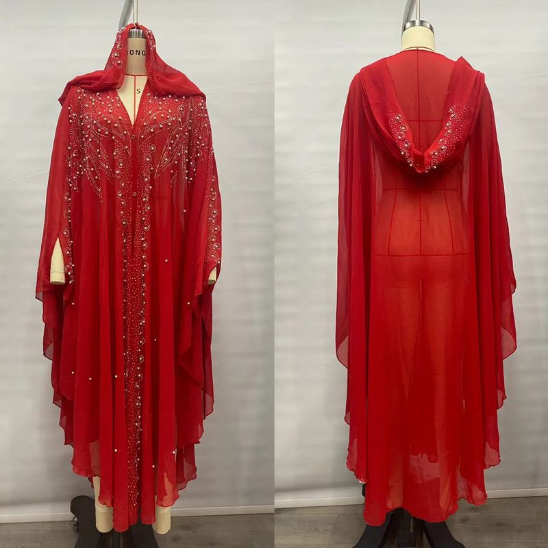 Robe cravejado de strass, xale muçulmano, vestido com capa e capuz, manga morcego, mais vendido_voghion.com