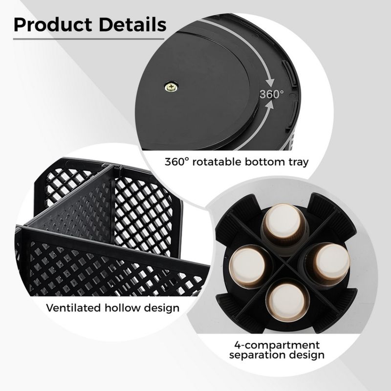 Rotatable Pro 4-Compartment Organizer - Cup Dispenser Countertop_voghion.com