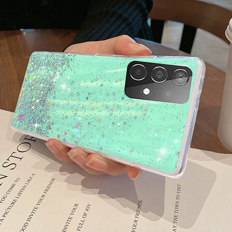 Silberfolie Glitzer Puder Klare Handyhülle für Samsung Galaxy S8 S9 S10 S20 S21 S22 S23 Plus S21FE Note8 Note9 Note10 Note20 Ultra Soft TPU Cover_voghion.com