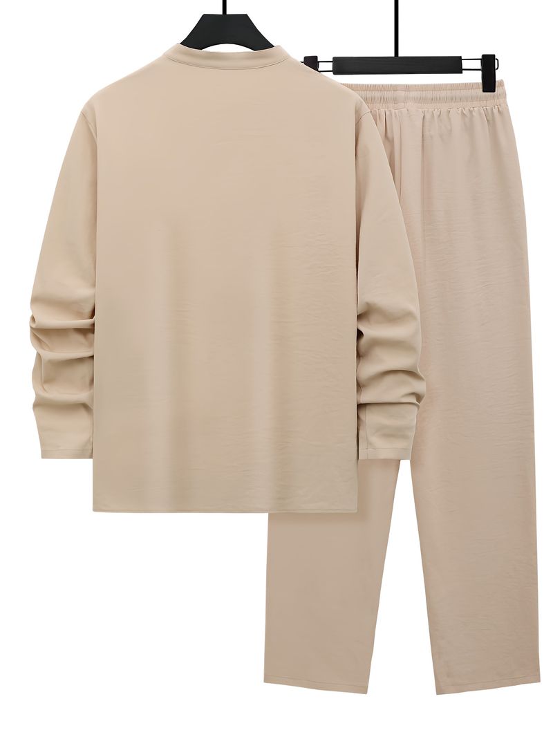 Maglietta da uomo in stile cinese di papà, a maniche lunghe, alla moda, a maniche lunghe, taglia grande, ampia, tinta unita, a maniche lunghe, in stile Tang, da uomo_voghion.com