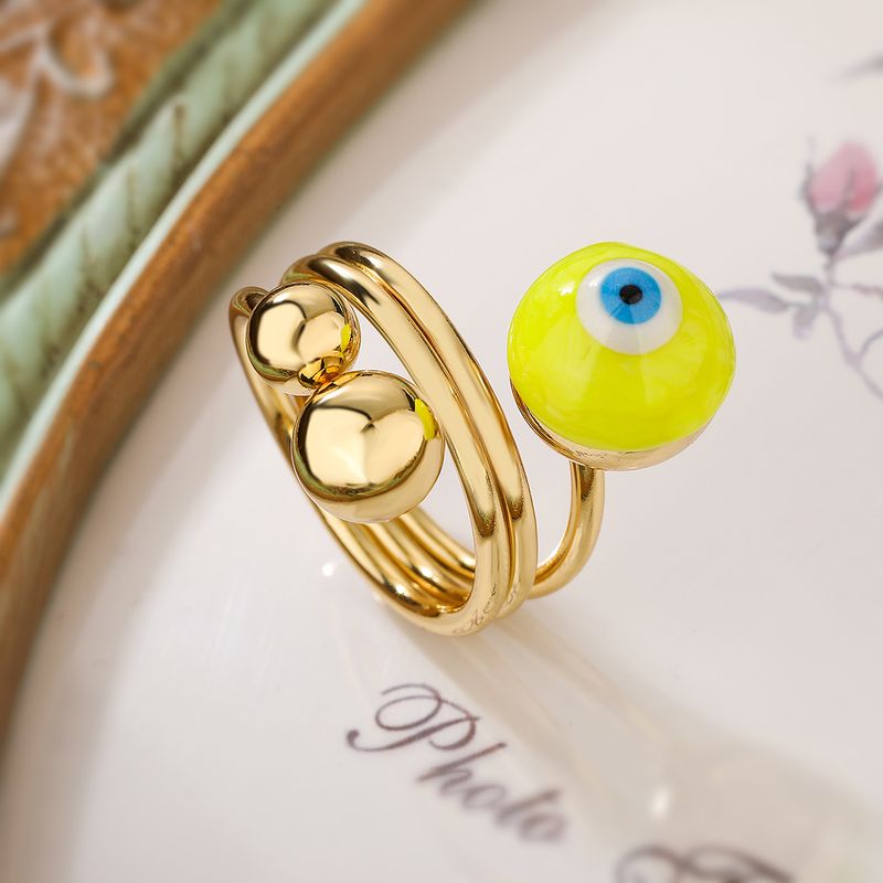 Mafiar 2024 Trendy Gold Color Statement Ball Shape Evil Eye Ring For Women Girl Female Party Jewelry Finger_voghion.com