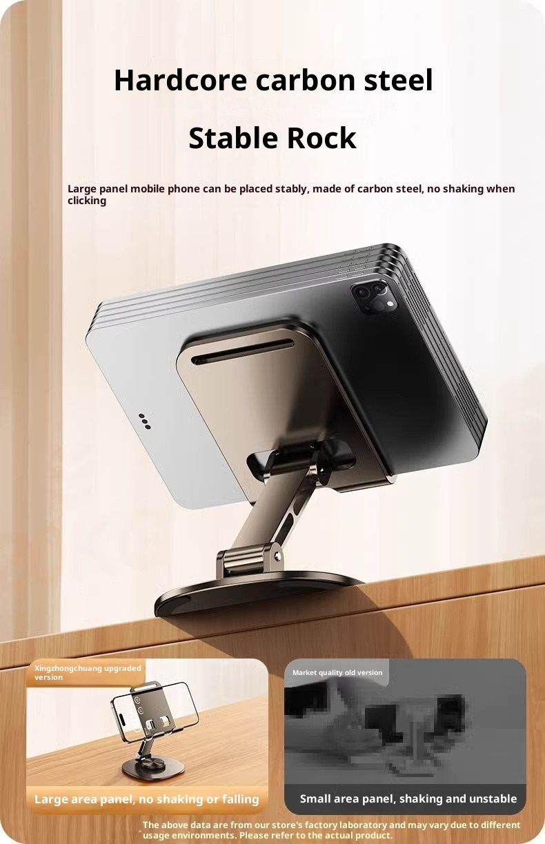 Desktop Portable Lazy Live Streaming Aluminum Alloy Phone Holder Foldable 360 Rotating Metal Tablet Stand_voghion.com