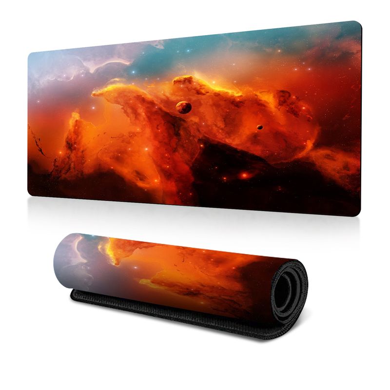 Tappetino per mouse antiscivolo con trasferimento termico, bordo antisporco, oversize, per scrivania da ufficio, con mappa del cielo stellato dell'universo esplosivo_voghion.com