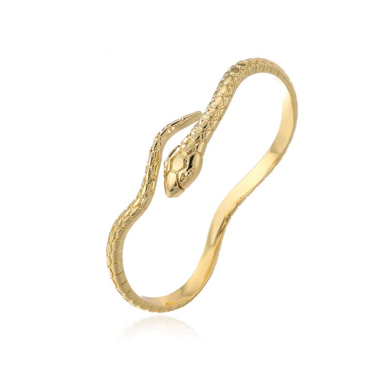 Bracciale aperto in rame placcato oro, stile bohémien, a forma di serpente intrecciato, geometrico, regalo per donna_voghion.com