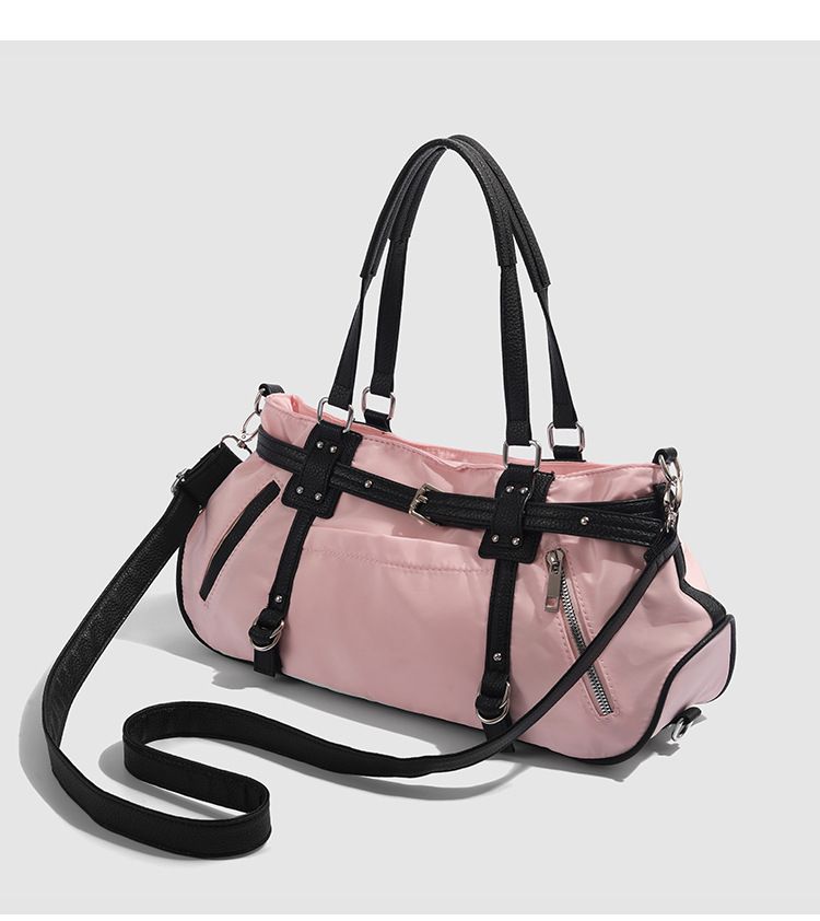 Stylish Unisex Nylon Tote Bag For Travel, Gym & Daily Use - Spacious 20-35L Capacity, Lightweight & Durable (Pink, Black, Leopard Print)_voghion.com