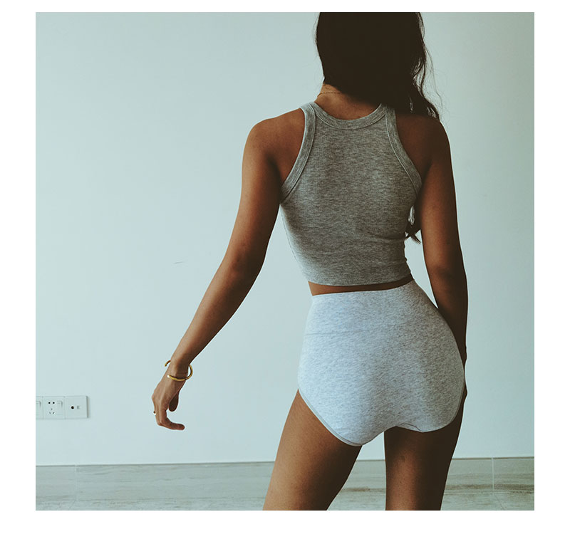 Women's clothing cotton inseam high waist women's cotton sexy and comfortable hip-covering underwear thin belly-control briefs_voghion.com