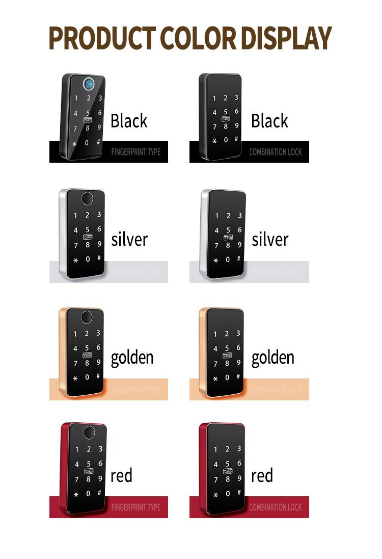 Smart Locks And Entry Fingerprint Cabinet Lock Waterproof & Heat-Resistant With Touchscreen Pin/Fingerprint Auto-Locking Drawer Security_voghion.com