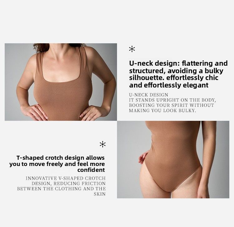 SKIMS Same Seamless European And American Style Hip Lift Tummy Control Shaping Sexy High Elastic One-piece Bodysuit_voghion.com