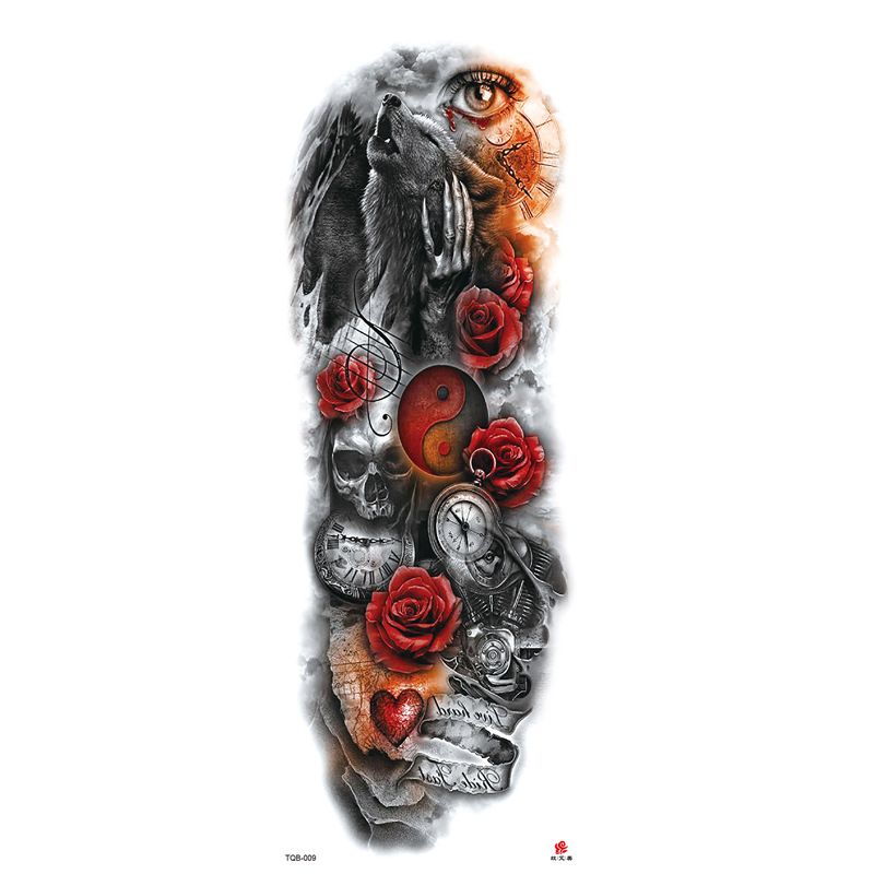 Autocollant de tatouage imperméable pour bras complet tendance_voghion.com