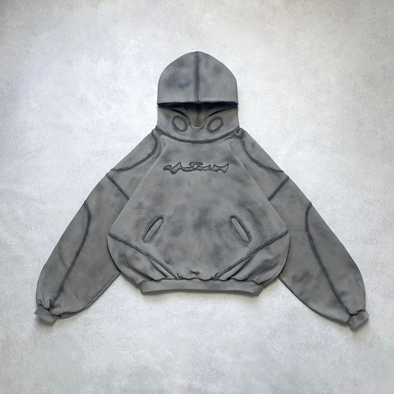Y2K Streetwear Hoodie – Distressed Cut-Out & Patchwork Pullover (Gray) | Hip-Hop Unisex Oversized Fit_voghion.com
