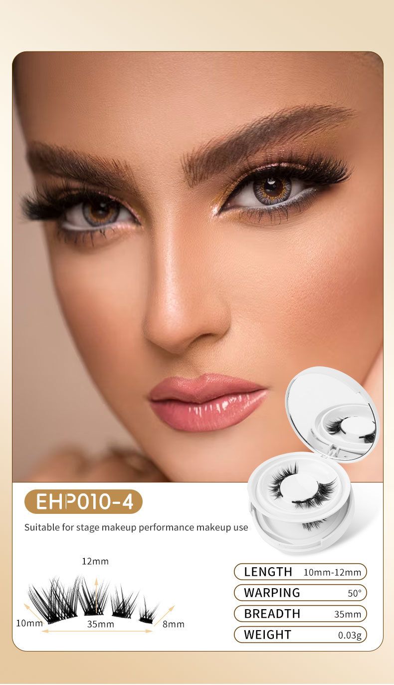 Conjunto de 2 pares de cílios postiços magnéticos - sem cola, aparência nude natural com pelo de vison (estilo celebridade da internet, reutilizável)_voghion.com