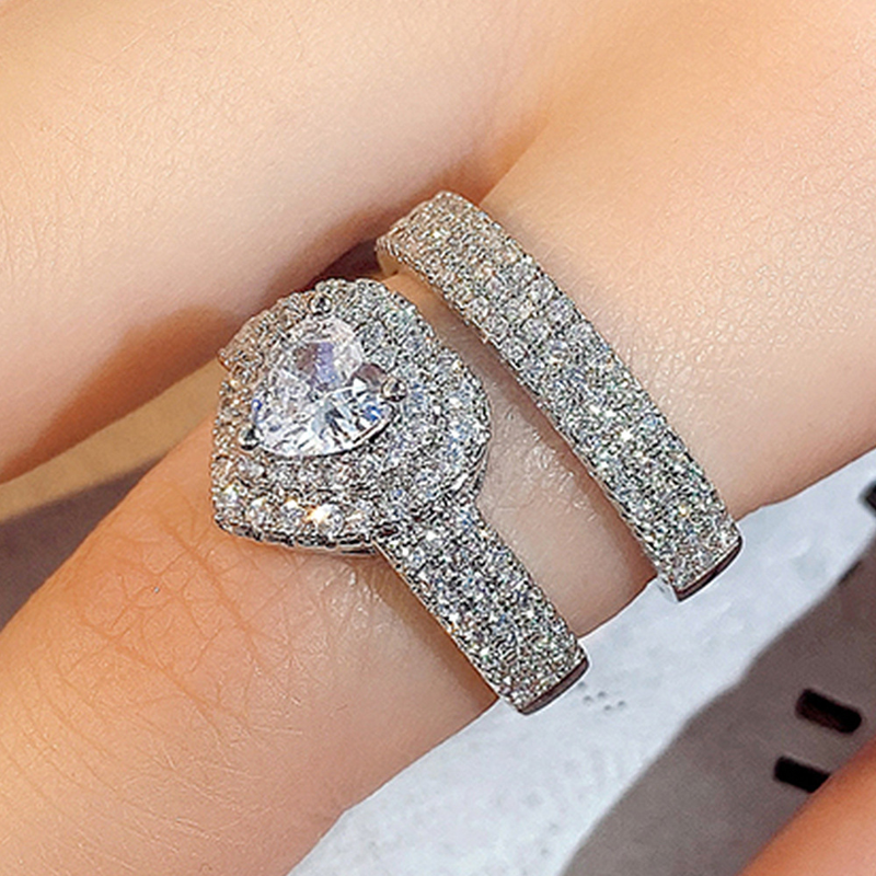 Anello di fidanzamento di lusso con zirconi a forma di cuore di Cao Shi, molto venduto, per le donne_voghion.com