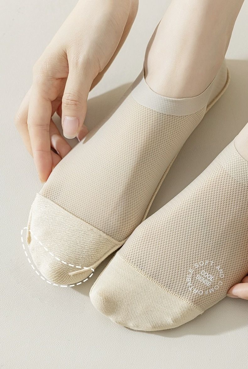 Calzini invisibili estivi senza cuciture da donna, calzini alla caviglia traspiranti e assorbenti del sudore, fondo in cotone, silicone antiscivolo, tallone antiscivolo, calzini ultrasottili_voghion.com