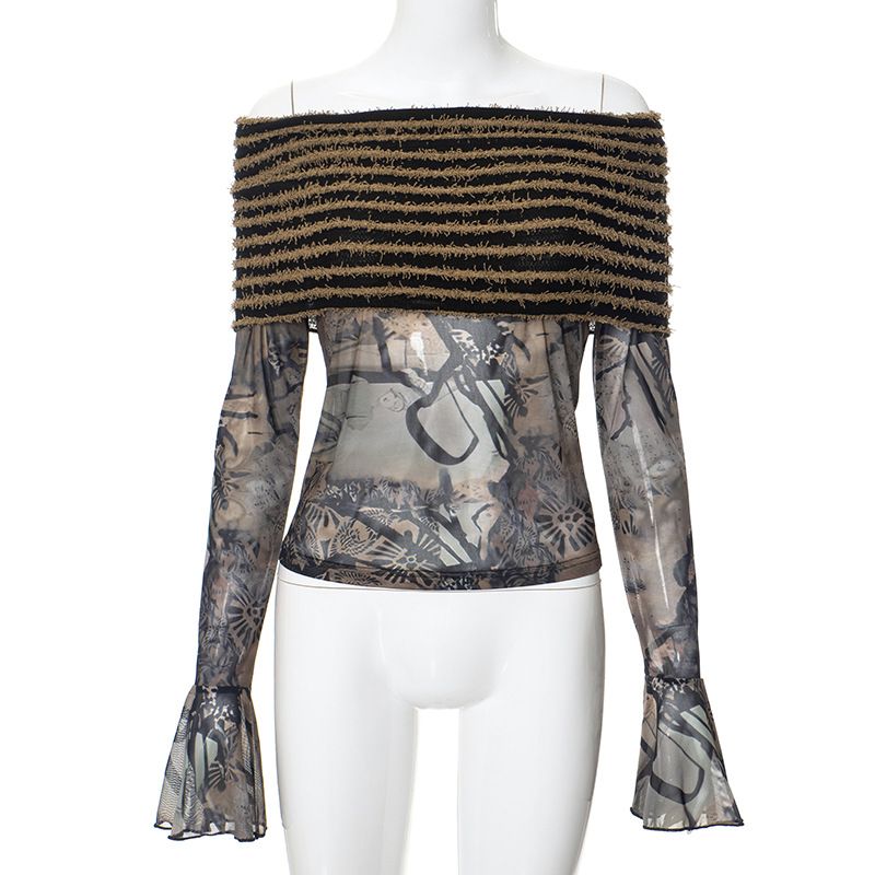 Y23TP638 Top de un hombro con estampado personalizado para mujer, estilo versátil, 2024_voghion.com