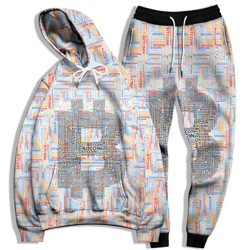 Felpa da uomo con stampa a lettere 3D alla moda, con coulisse, felpa da coppia, set da due pezzi_voghion.com