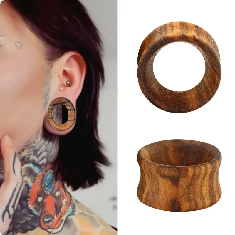 1 pz dilatatori per orecchie in legno, dilatatori per orecchino, punk, tunnel di carne, piercing, gioielli, corpo cavo, espansione 620 mm, 241217_voghion.com