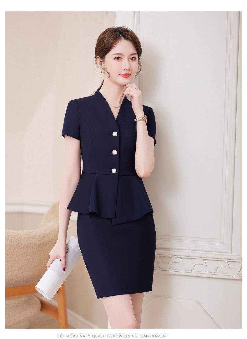 Short Sleeved Professional Suit, Women's Summer Hotel Management, Front Desk Reception Manager, Workwear Jewelry Store_voghion.com