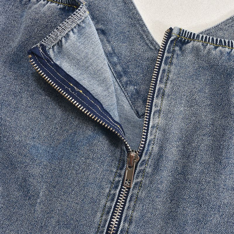 Stretch-Jeanskleid für Damen – Sexy Korsett-Oberteil mit V-Ausschnitt und gerüschtem Saum, figurbetontes Minikleid im französischen Stil_voghion.com
