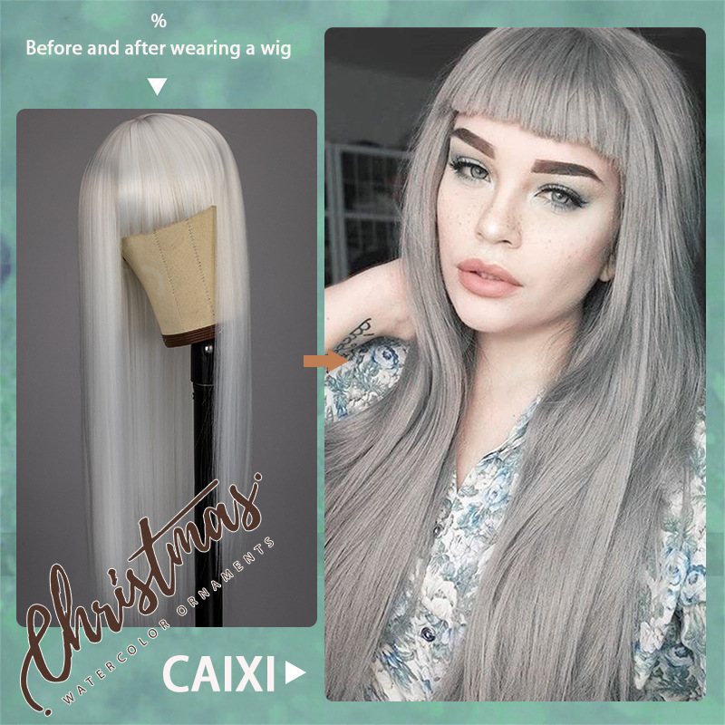 Parrucca sintetica Parrucche nuove da donna Capelli lisci multicolori Set di capelli in fibra sintetica naturale_voghion.com
