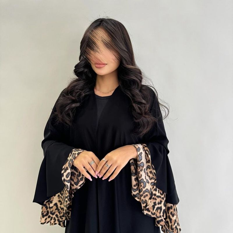 Damenbekleidung Leopardenkleid Robe Langer Rock Naher Osten Muslim Strickjacke_voghion.com