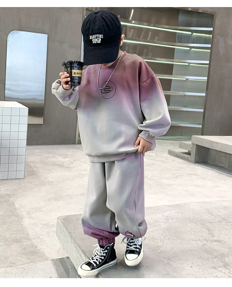Traje para niños, novedad de 2023, suéter de otoño para niños de mediana a grande, ropa deportiva a la moda, atractivo y a la moda_voghion.com