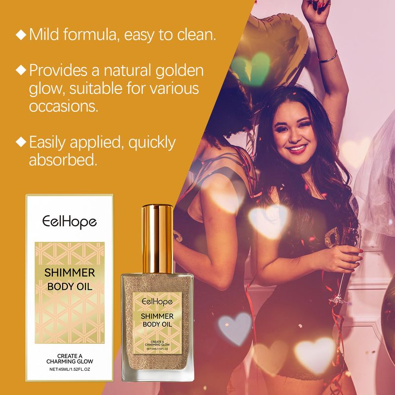 Golden Shiny Oil Gesichtskörper Schlüsselbeinflüssigkeit Hohe Helligkeit Feuchtigkeitsspendend Einfach anzuwenden_voghion.com