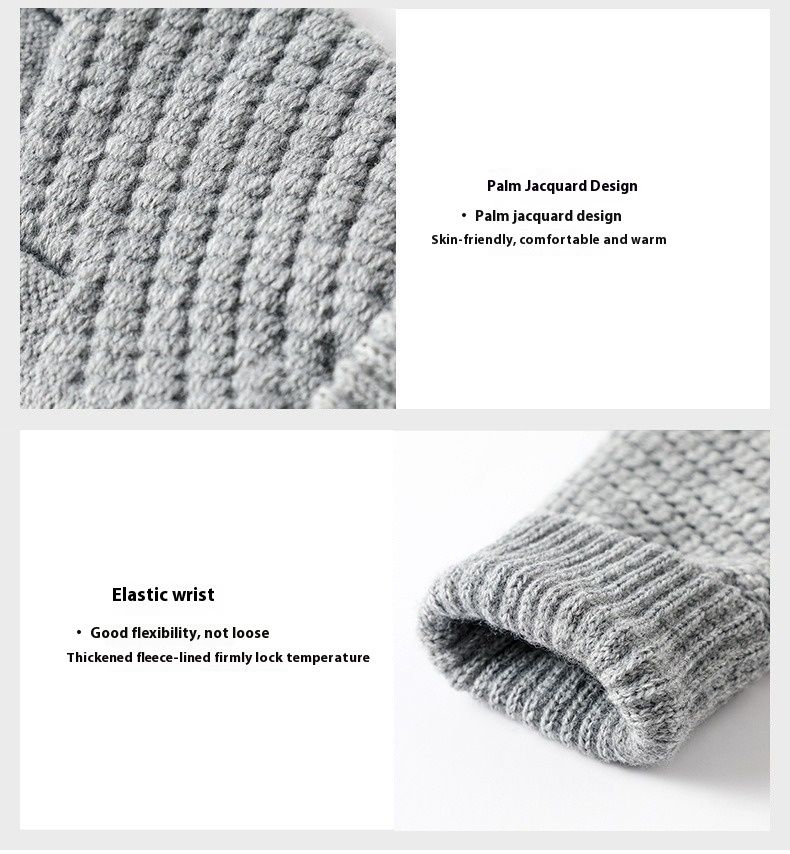 Autumn Winter Touch Screen Men, Thickened Anti Needle Jacquard For Women, Fashionable And Warm Couple Knitted Gloves_voghion.com