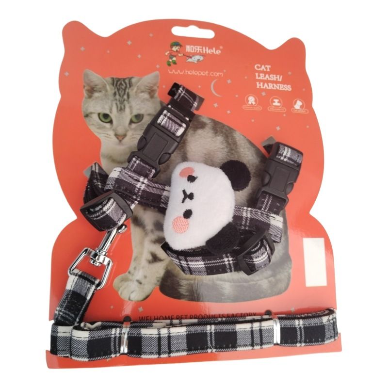 Cute Pet Costume 2-Piece Set I-Shaped Cat Sewing Craft Chest Harness With Small Doll_voghion.com