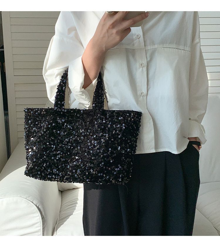 sequins Ladies Handbag, 2025 Fall And Winter New Korean Version Of The Fashion Large Capacity Shopping Bag, Ladies Handbag_voghion.com