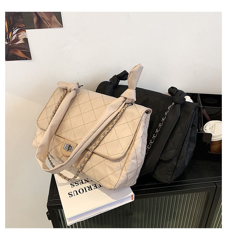 Damentasch 2024 nei Diamantrasterkette kleng Parfum Trend Oxford Stoff Single Shoulder Crossbody grouss Kapazitéit_voghion.com