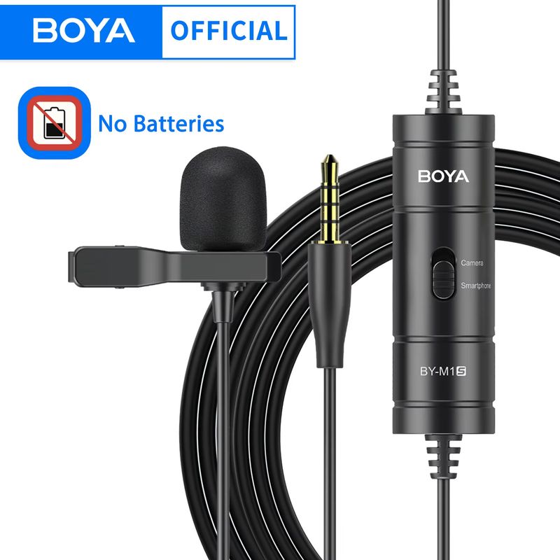 BOYA BY-M1S 3,5 mm TRRS Lavalier-Mikrofon für Smartphone-PC-Kamera Ansteckmikrofon Aufnahme Youtube Live-Streaming 6 m Kabel_voghion.com