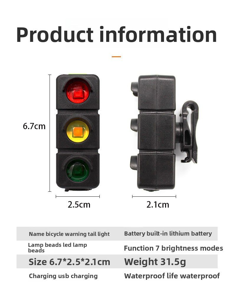 Neu Fahrrad Tri-Farbe Chanin LED Kreative Schwanz Liht Typ-C Charin Rot Gelb Grün Niht Ridin Lon Batterie_voghion.com