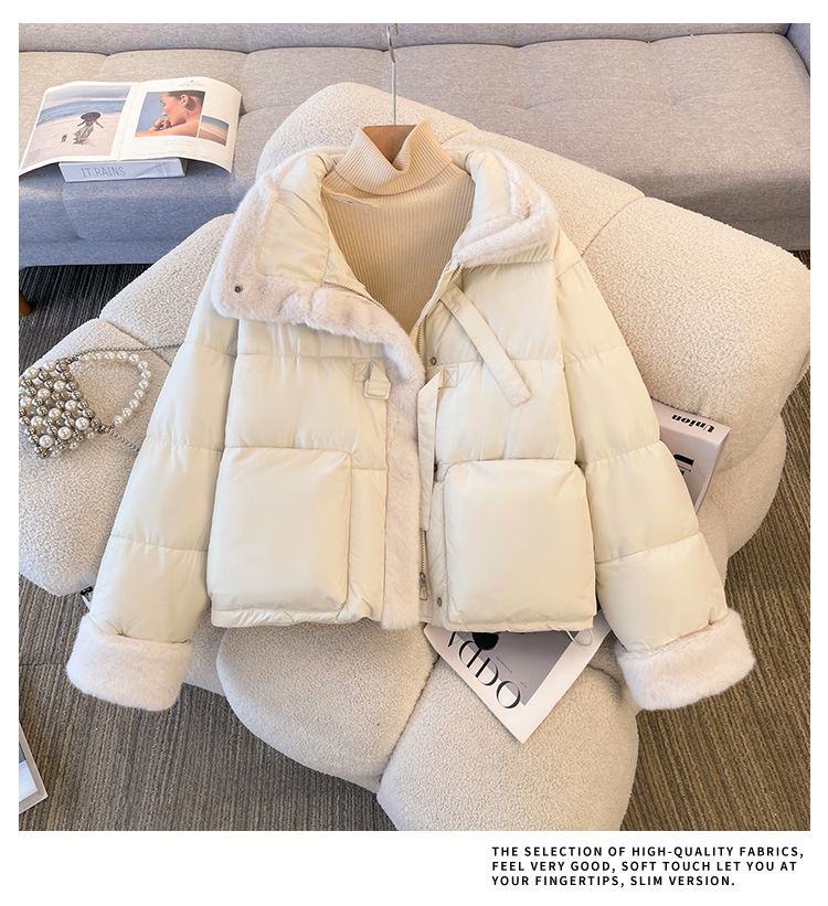Veste courte en coton pour femme, élégante et matelassée, avec doublure polaire, coupe ample, chaude et confortable, pour homme et femme._voghion.com